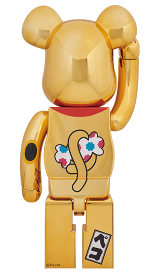 BE@RBRICK 招き猫ペコちゃん 福 金メッキ 1000％