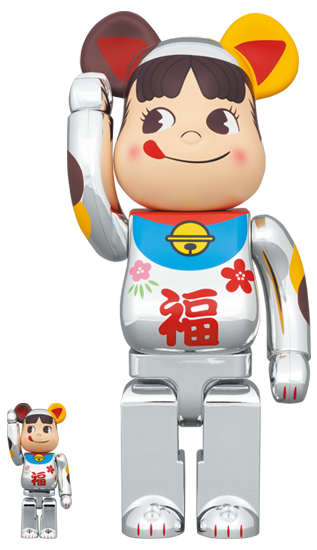 BE@RBRICK 招き猫 ペコちゃん 福 銀メッキ 100％ \u0026 400％100 ...